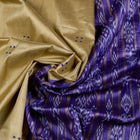 Cream and Blue Khandua silk saree — view 3 of 5.