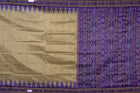 Cream and Blue Khandua silk saree — view 4 of 5.