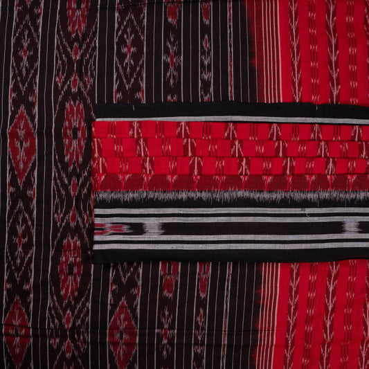 Red Sambalpuri Cotton saree — view 2 of 5