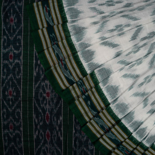 White Sambalpuri Cotton saree — view 1 of 5