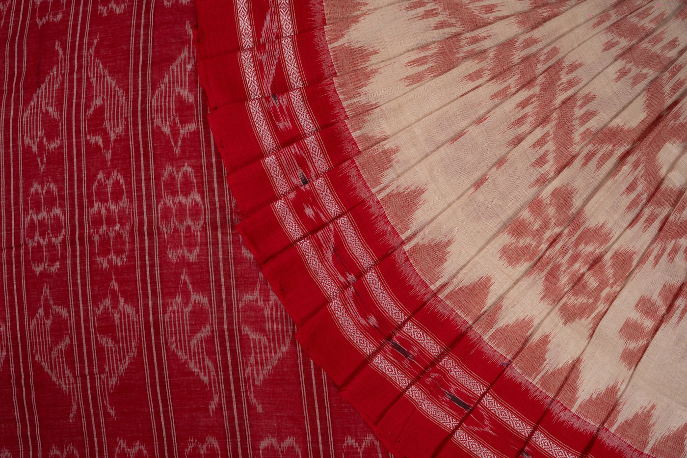 Cream Sambalpuri Cotton saree — view 1 of 5