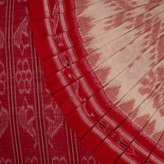Cream Sambalpuri Cotton saree — view 1 of 5