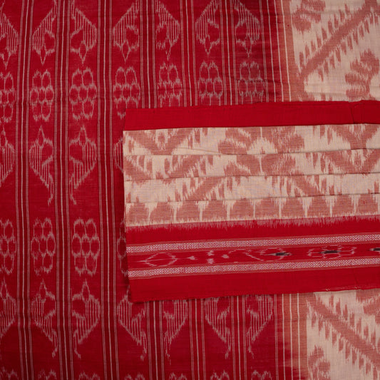 Cream Sambalpuri Cotton saree — view 2 of 5