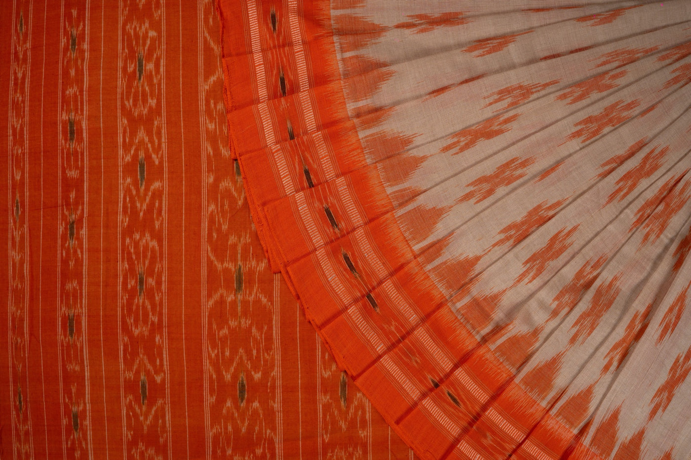 Cream Sambalpuri Cotton saree — view 1 of 5