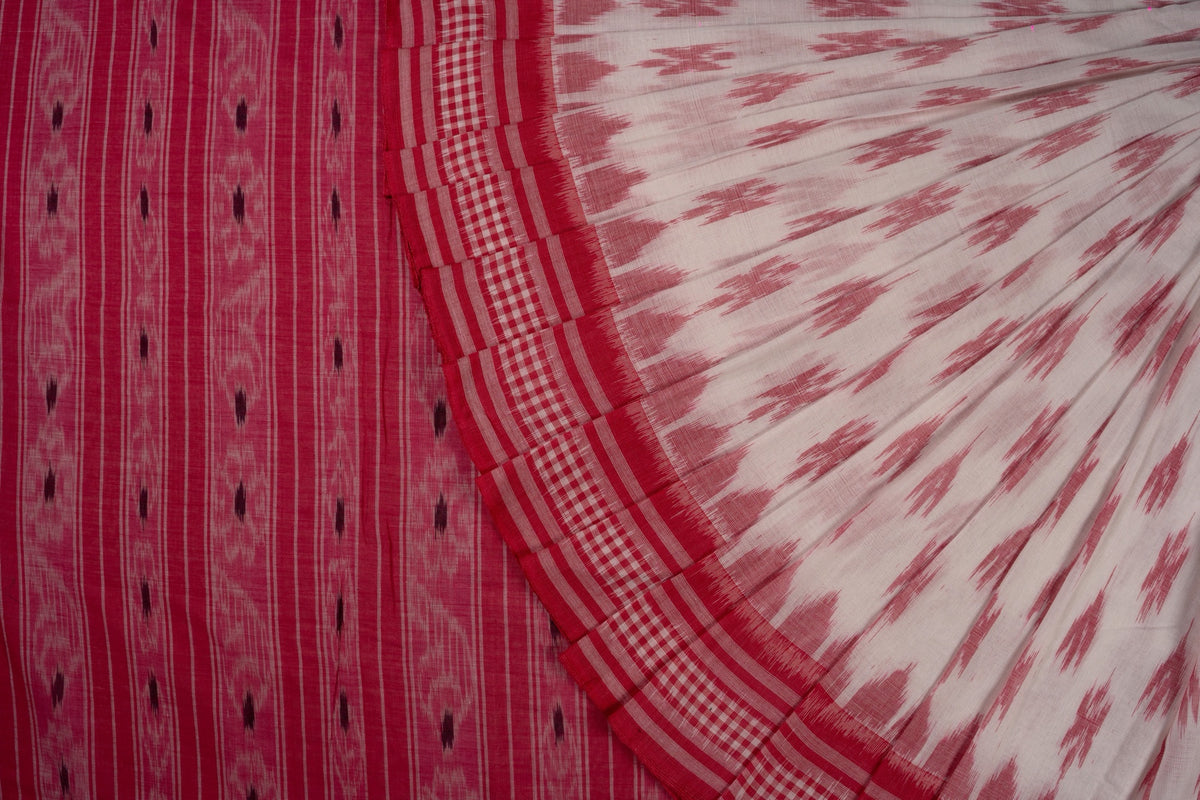 White Sambalpuri Cotton saree — view 1 of 5