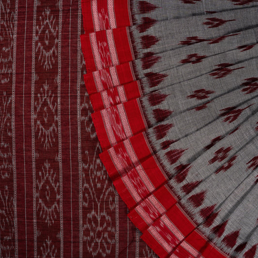 Grey Sambalpuri Cotton saree — view 1 of 5