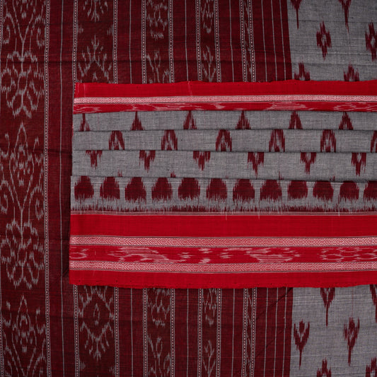 Grey Sambalpuri Cotton saree — view 2 of 5