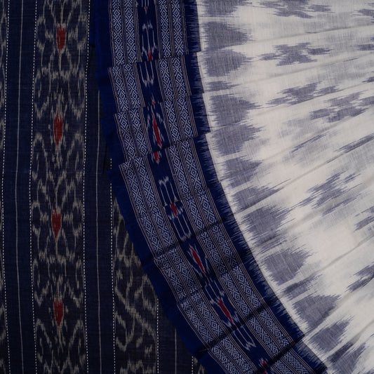 White Sambalpuri Cotton saree — view 1 of 5