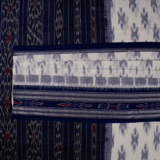 White Sambalpuri Cotton saree — view 2 of 5