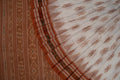 White Sambalpuri Cotton Saree with Brown Border P78-14-06217