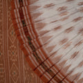 White Sambalpuri Cotton Saree with Brown Border P78-14-06217
