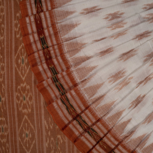 White Sambalpuri Cotton saree — view 1 of 5
