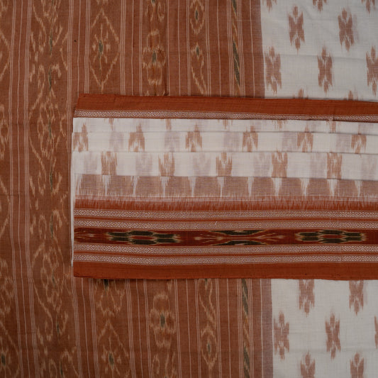 White Sambalpuri Cotton saree — view 2 of 5
