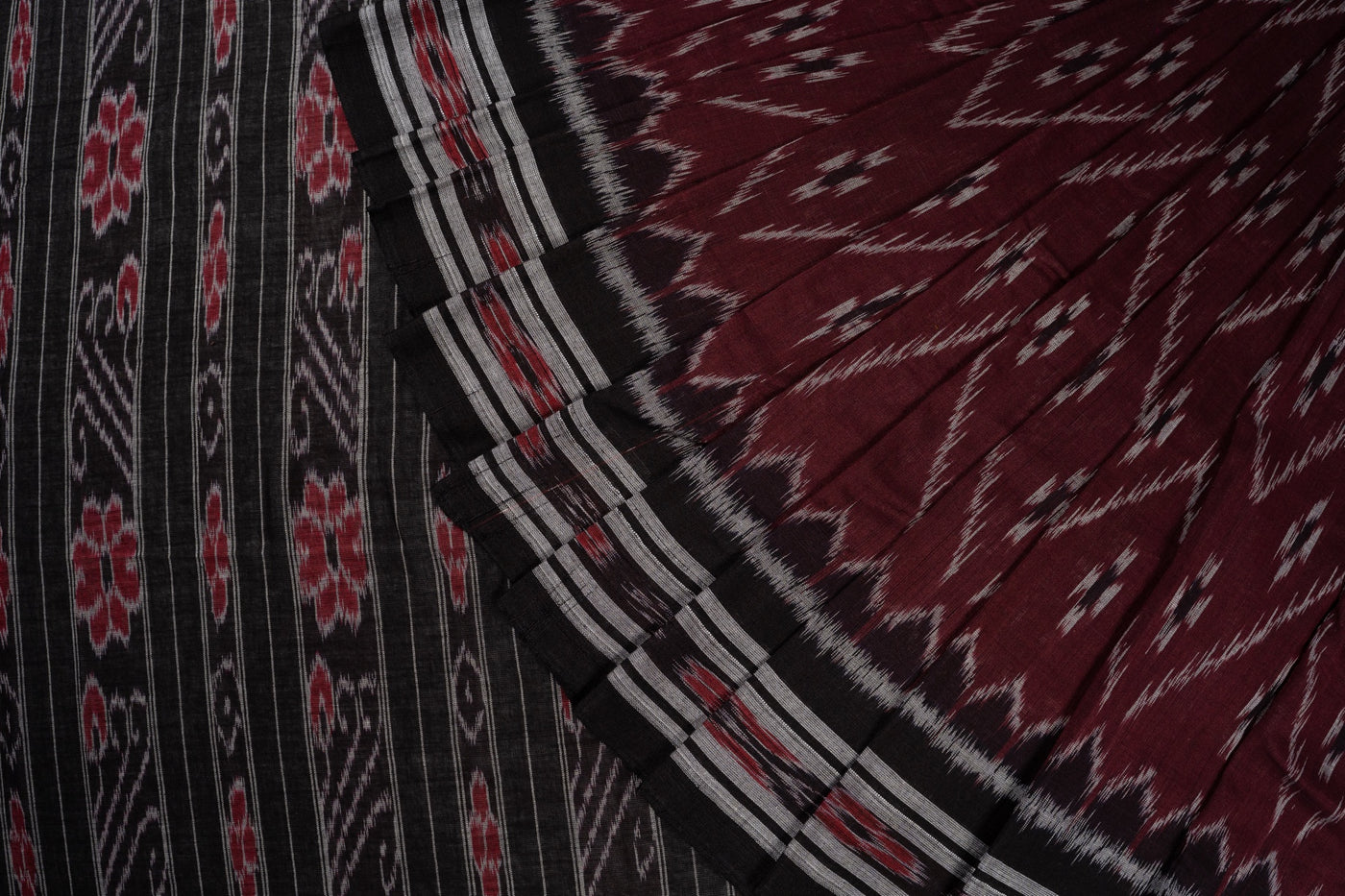 Maroon Sambalpuri Cotton saree — view 1 of 5
