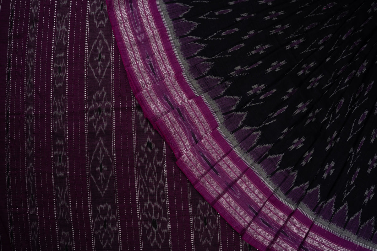 Black Sambalpuri Cotton saree — view 1 of 5
