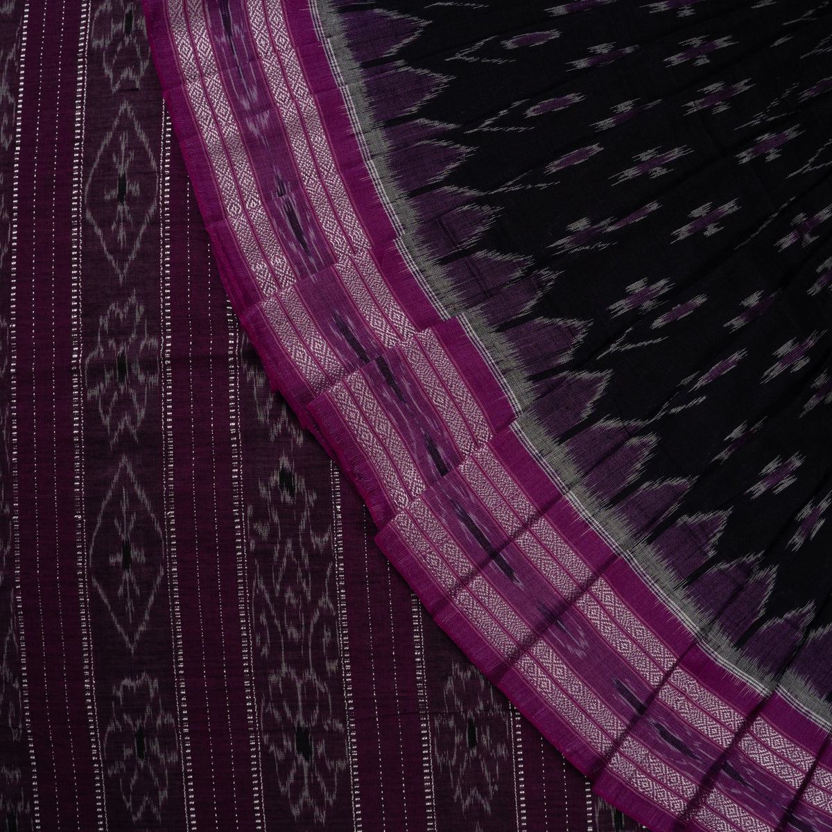 Black Sambalpuri Cotton saree — view 1 of 5