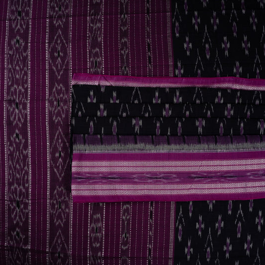 Black Sambalpuri Cotton saree — view 2 of 5