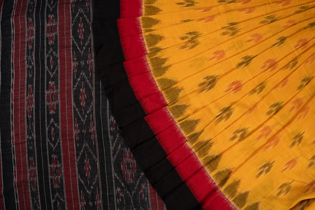 Yellow Sambalpuri Cotton saree — view 1 of 5