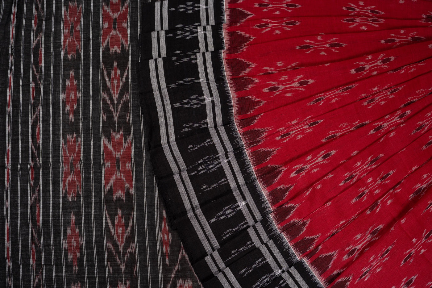 Red Sambalpuri Cotton saree — view 1 of 5