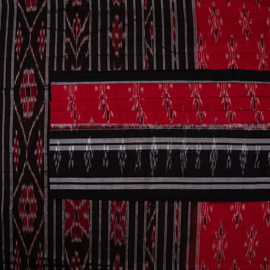 Red Sambalpuri Cotton saree — view 2 of 5