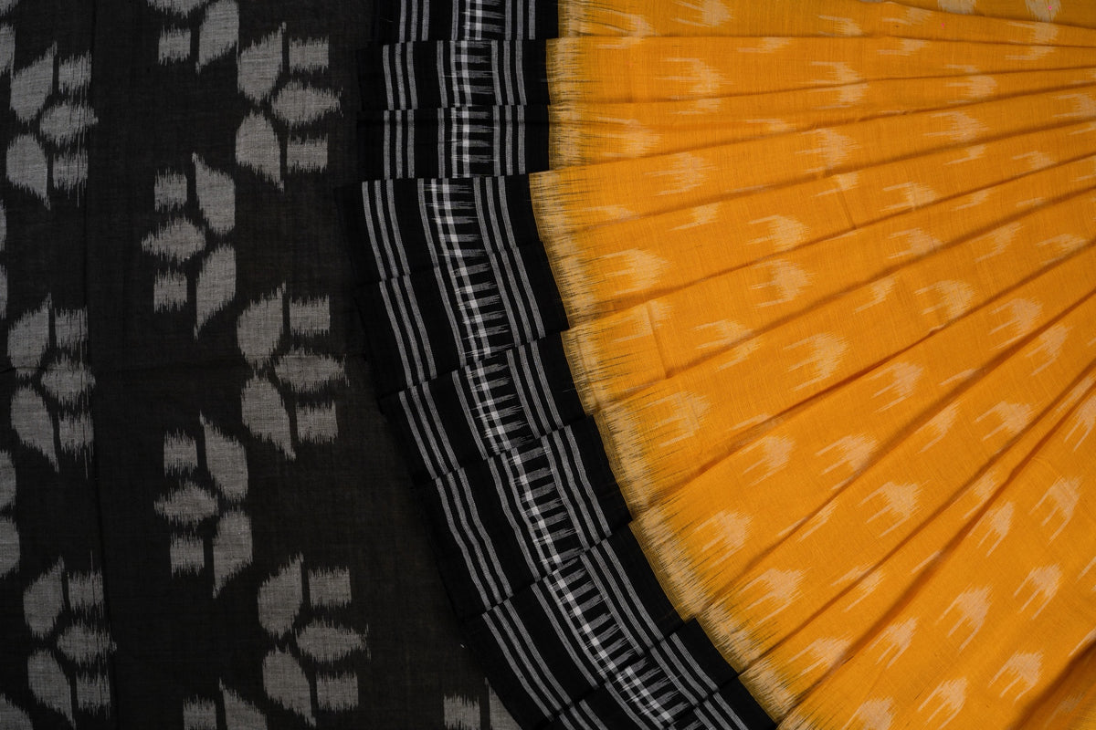 Yellow Sambalpuri Cotton saree — view 1 of 5