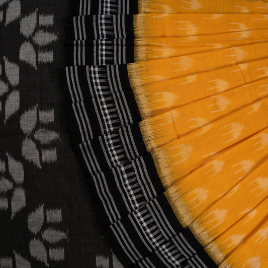 Yellow Sambalpuri Cotton saree — view 1 of 5