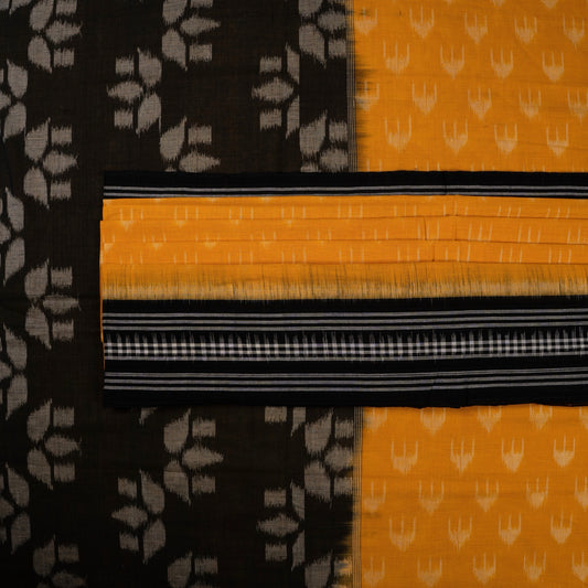 Yellow Sambalpuri Cotton saree — view 2 of 5