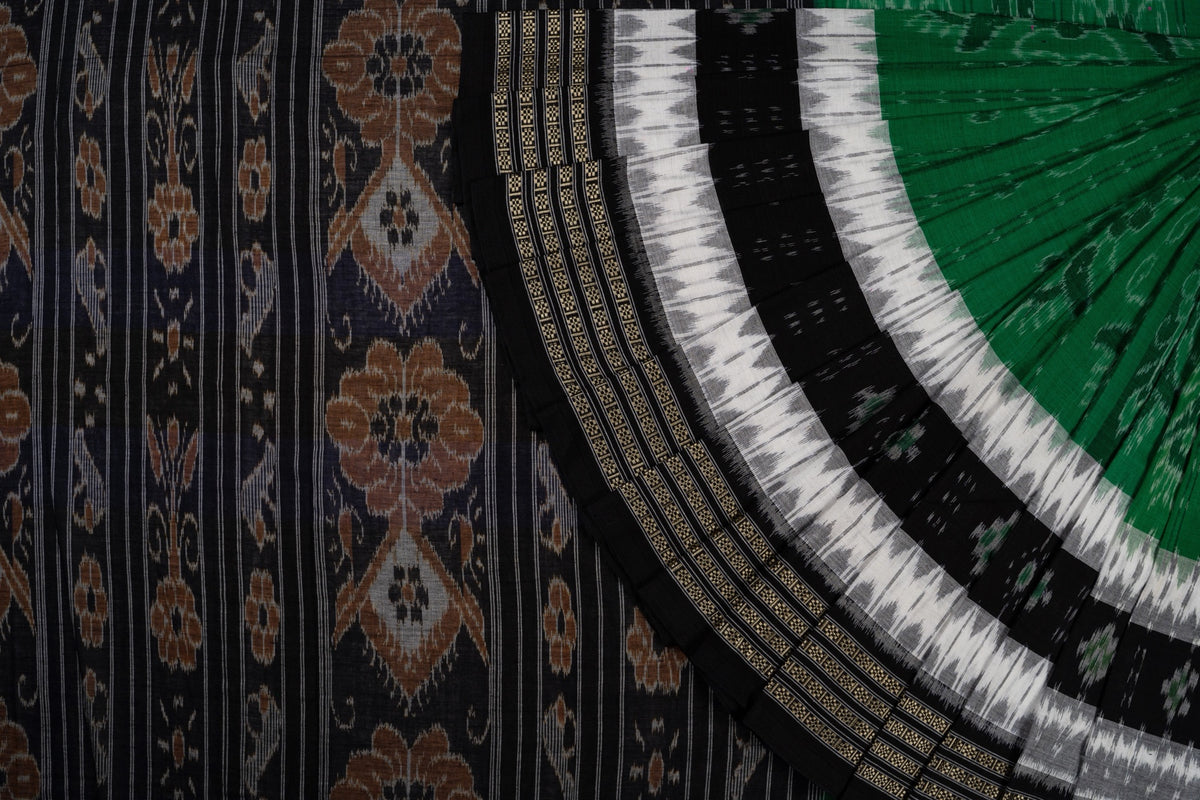 Green Sambalpuri Cotton saree — view 1 of 5