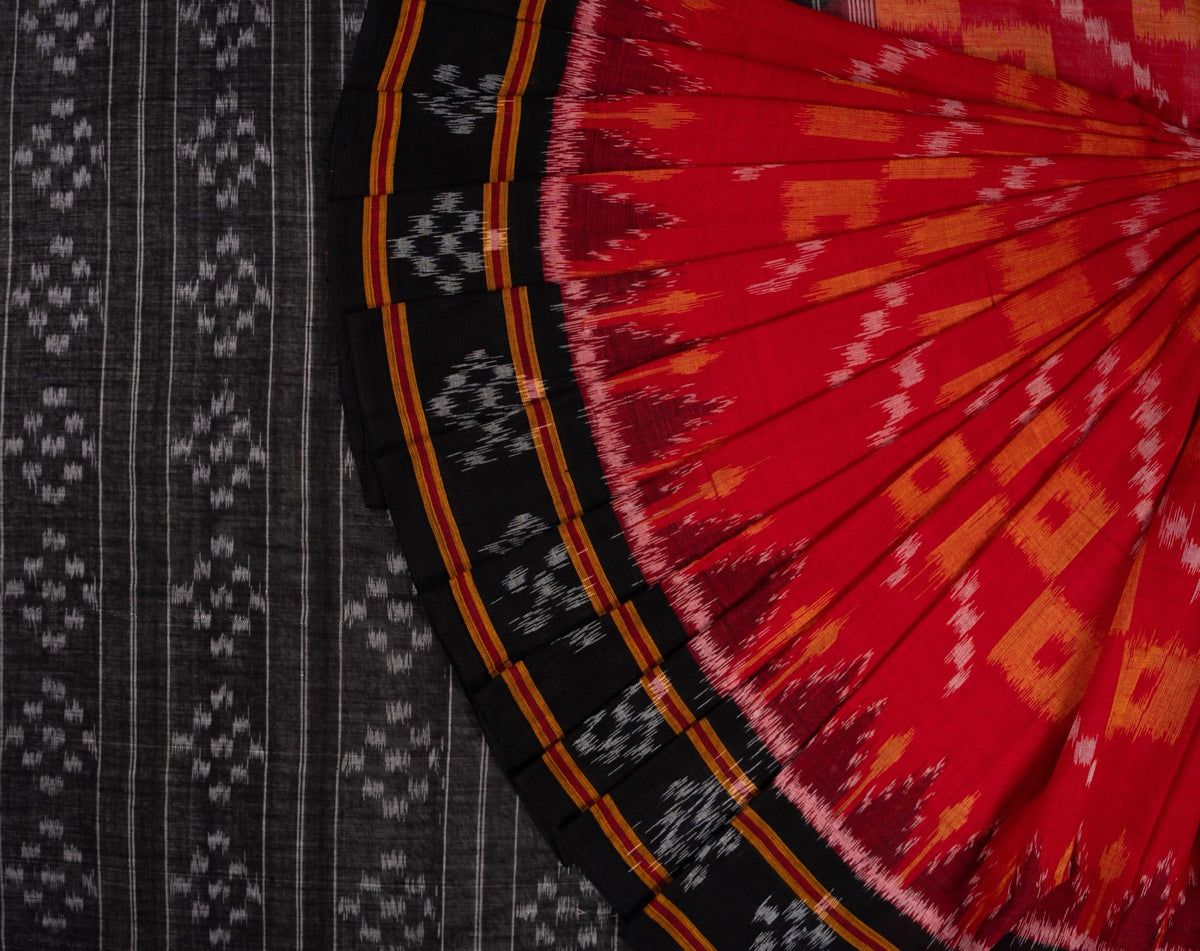 Red Sambalpuri Cotton saree — view 1 of 5