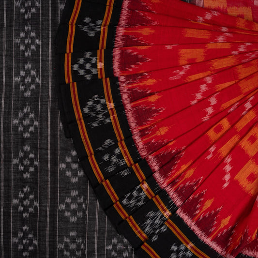 Red Sambalpuri Cotton saree — view 1 of 5