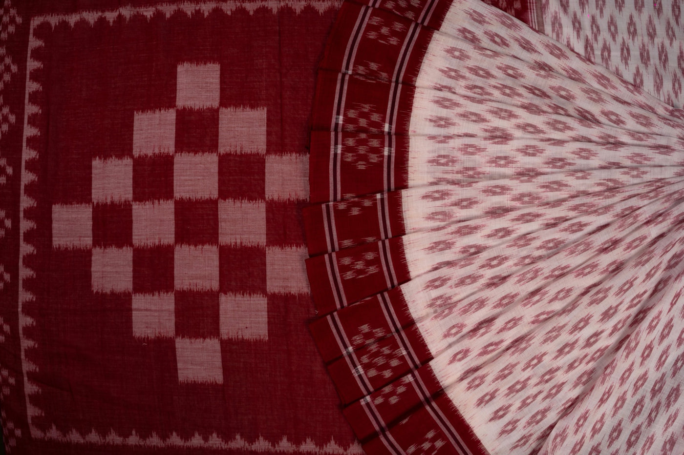 White Sambalpuri Cotton saree — view 1 of 5