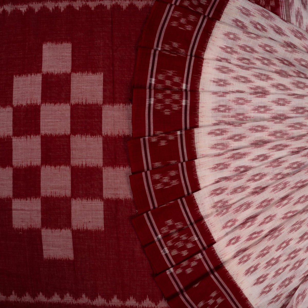 White Sambalpuri Cotton saree — view 1 of 5