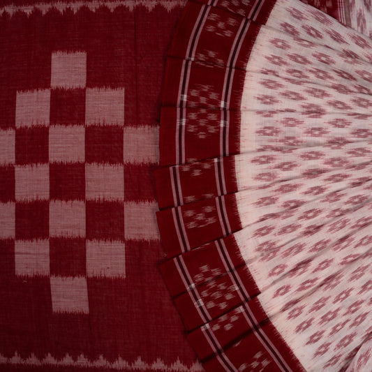 White Sambalpuri Cotton saree — view 1 of 5