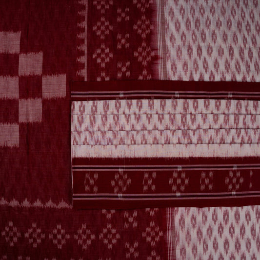 White Sambalpuri Cotton saree — view 2 of 5