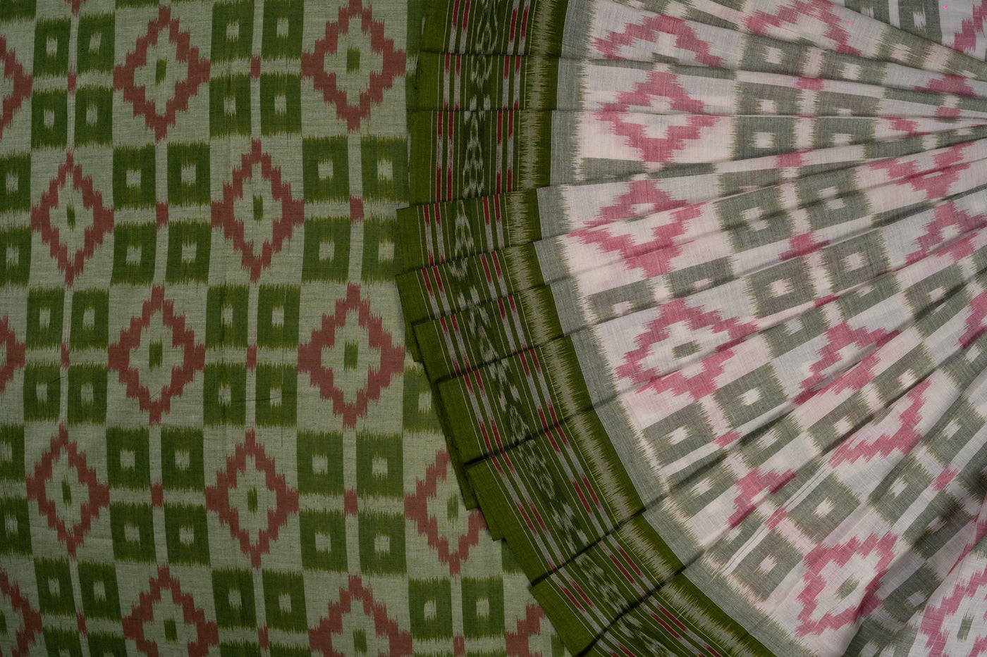 White Sambalpuri Cotton saree — view 1 of 5