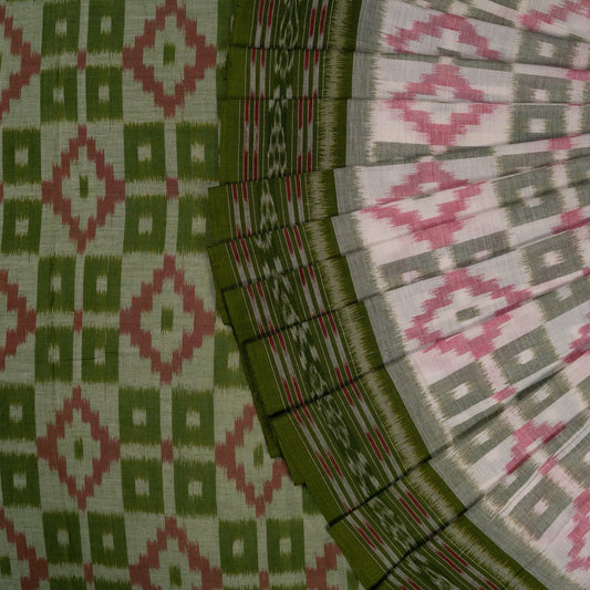 White Sambalpuri Cotton saree — view 1 of 5