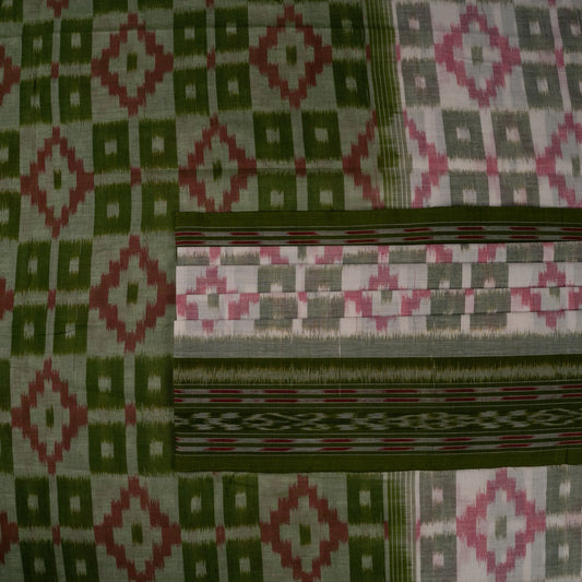 White Sambalpuri Cotton saree — view 2 of 5