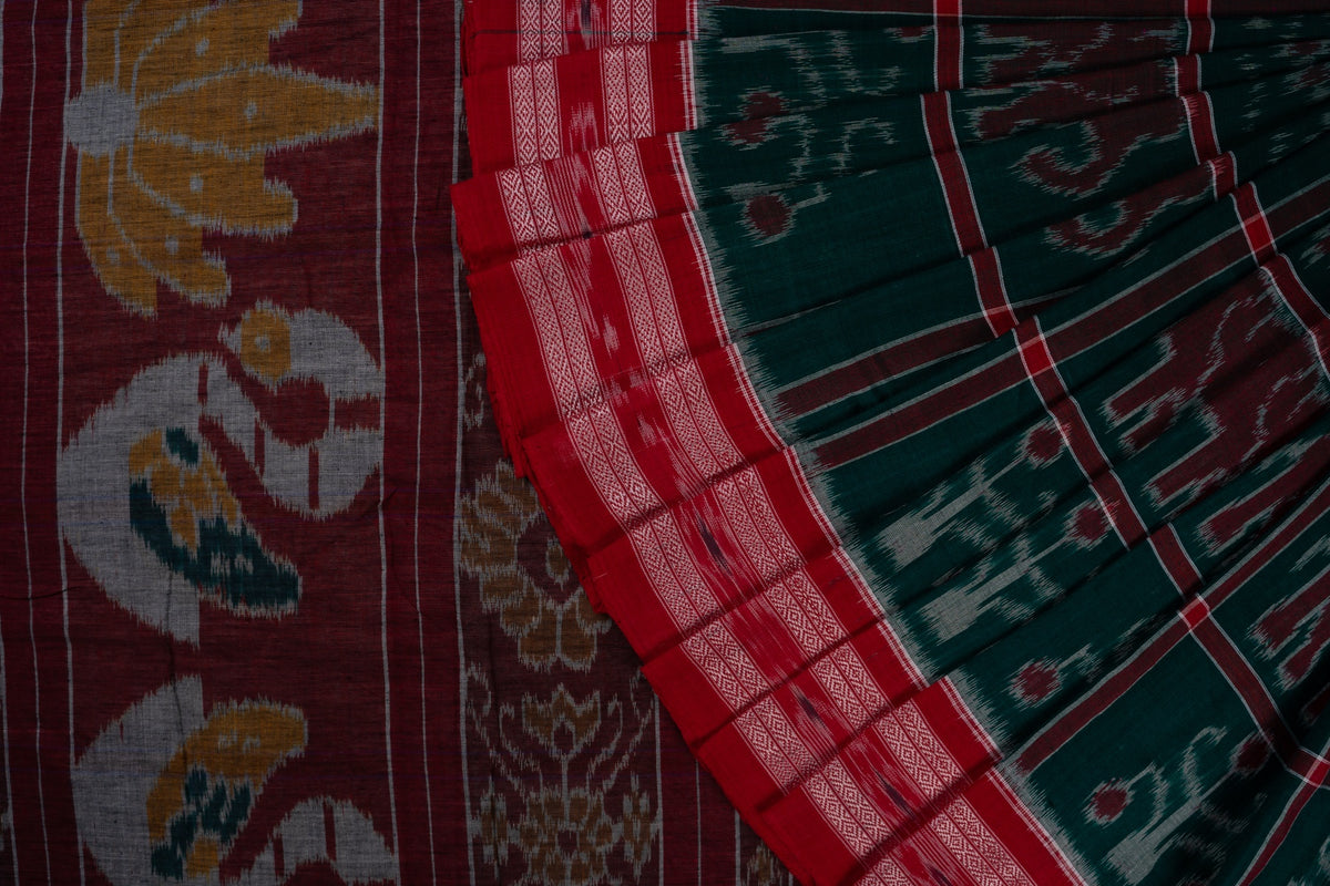 Green Sambalpuri Cotton saree — view 1 of 5