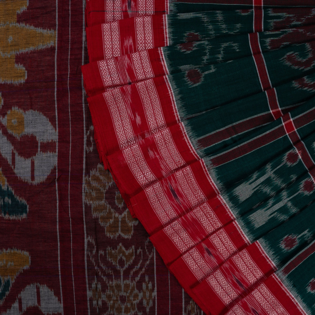 Green Sambalpuri Cotton saree — view 1 of 5