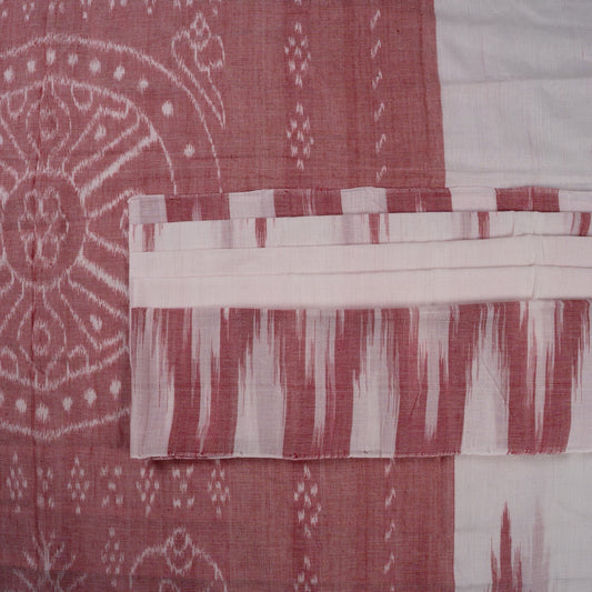 White Sambalpuri Cotton saree — view 2 of 5
