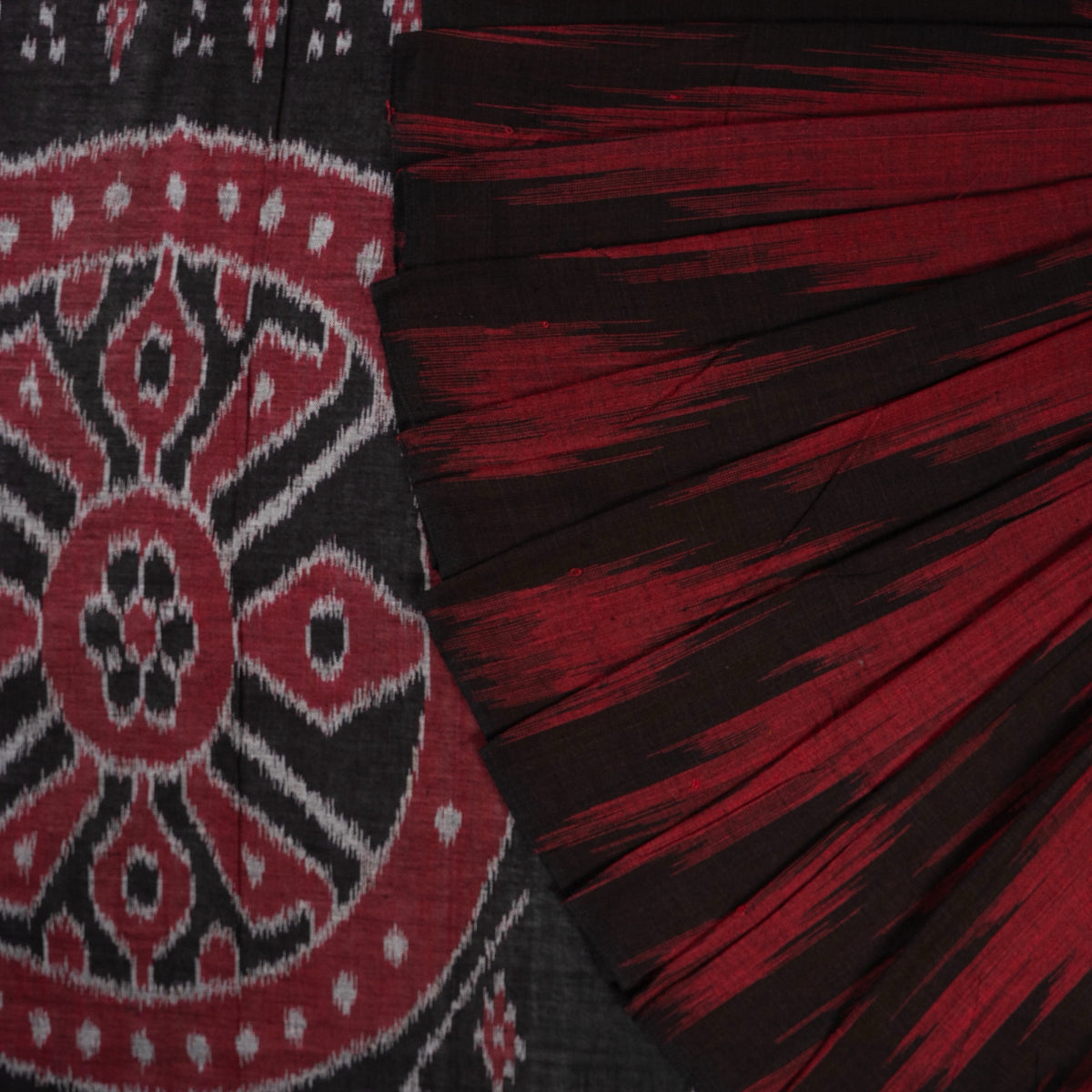 Maroon Sambalpuri Cotton saree — view 1 of 5