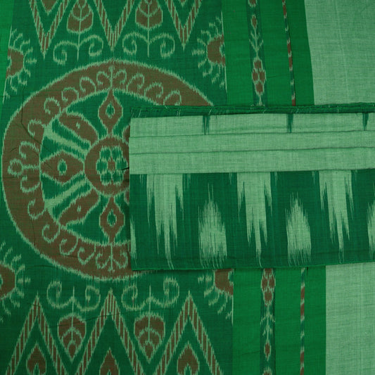 Green Sambalpuri Cotton saree — view 2 of 5