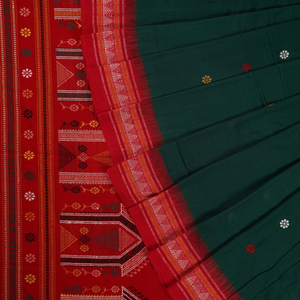 Green Dolabedi Cotton saree — view 1 of 5