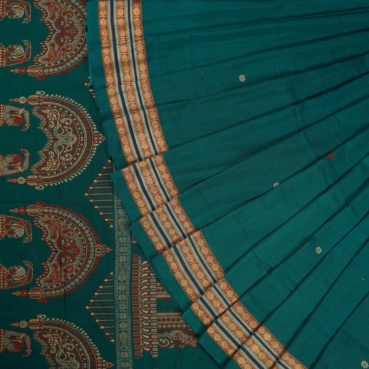 Green Bomkai Cotton saree — view 1 of 5