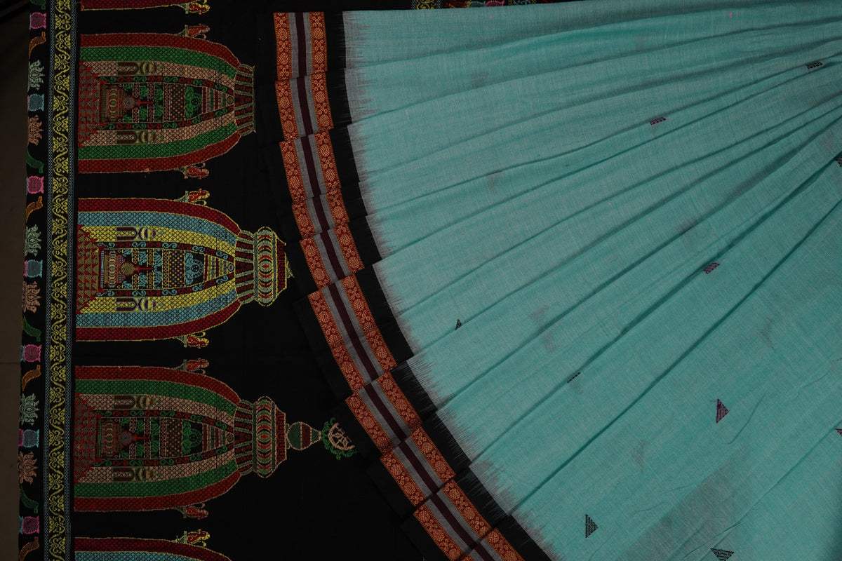 Green Bomkai Cotton saree — view 1 of 5