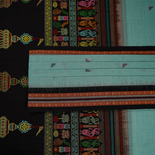 Green Bomkai Cotton saree — view 2 of 5