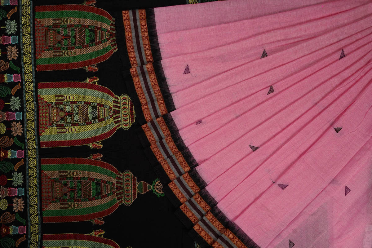 Pink Bomkai Cotton saree — view 1 of 5