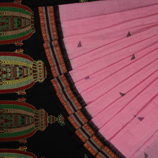 Pink Bomkai Cotton saree — view 1 of 5