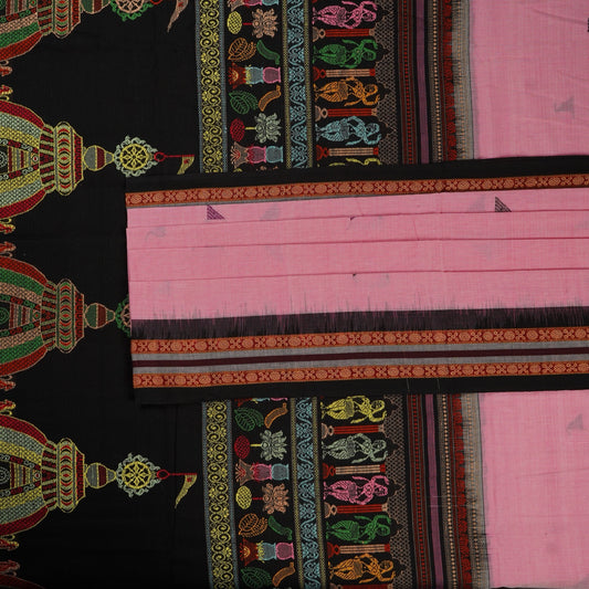 Pink Bomkai Cotton saree — view 2 of 5