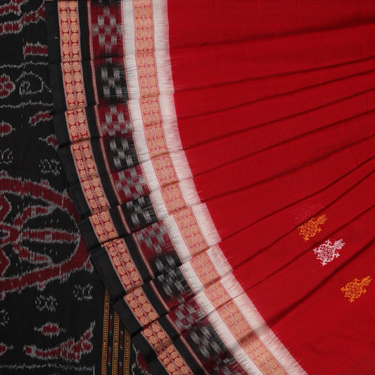 Red Bomkai Cotton saree — view 1 of 5